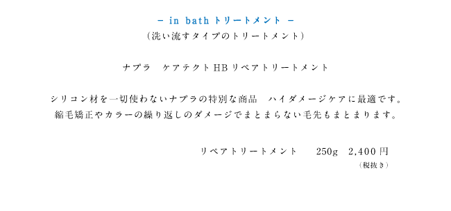 ナプラケアテクトＨＢリペアトリートメント